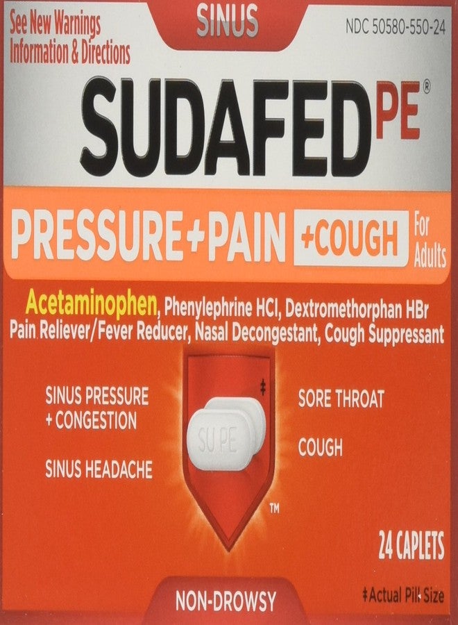 SUDAFED PE Pressure + Pain Maximum Strength Caplets for Adults 24 ea (Pack of 3) - Image 1
